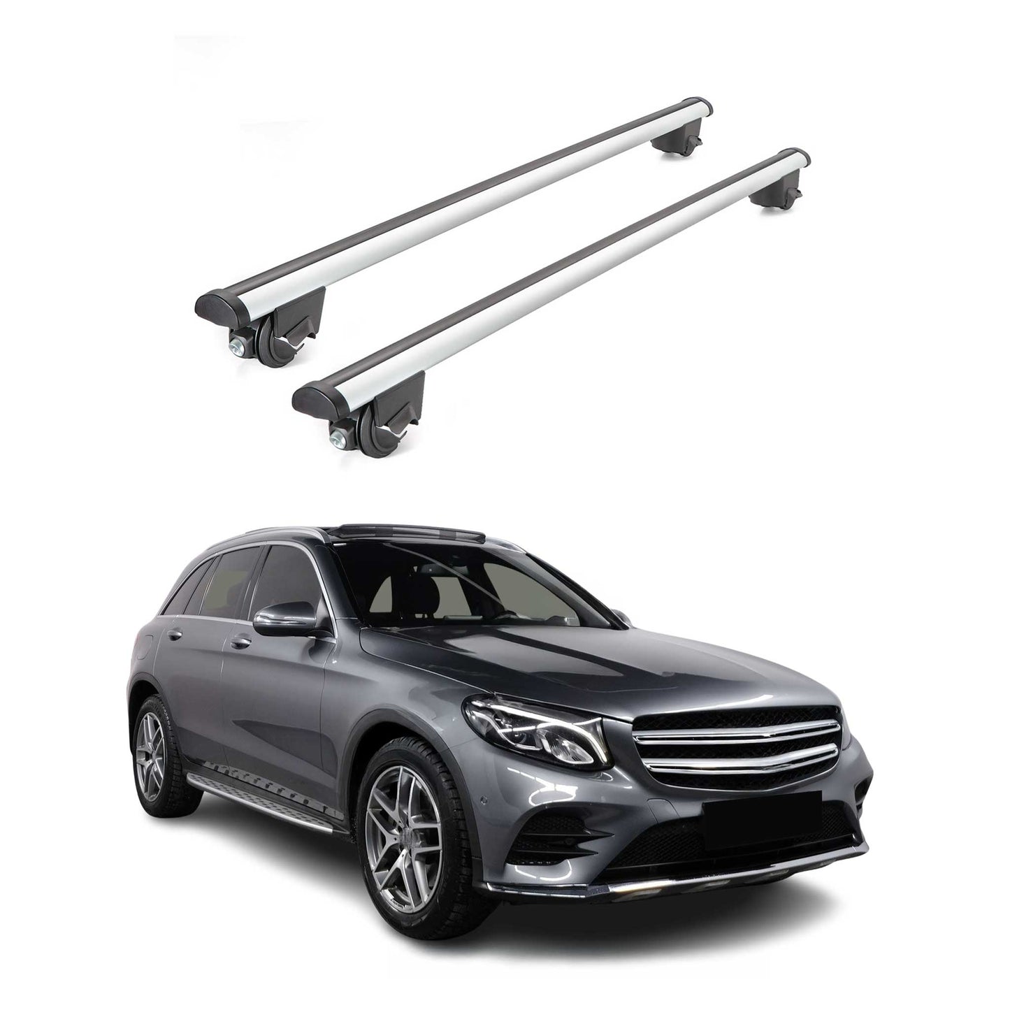 Dachträger Grundtäger für Mercedes GLC X253 2015-2022 100kg Alu Silber 2 tlg ABE