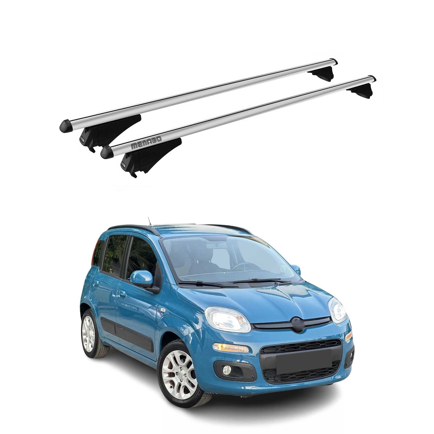 Menabo Dachträger Grundtäger für Fiat Panda 319 2012-2025 75kg Alu Silber 2 tlg