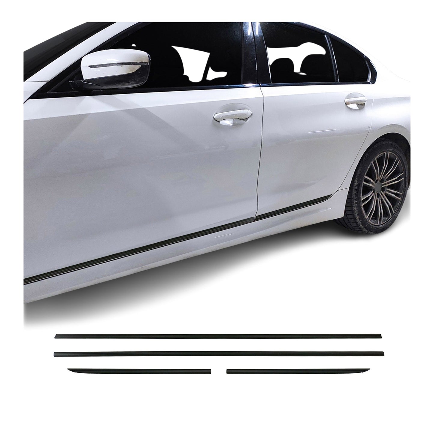 Seitentürleiste Türschutz für Mercedes C Klasse W204 2007-2015 Alu Schwarz 4x