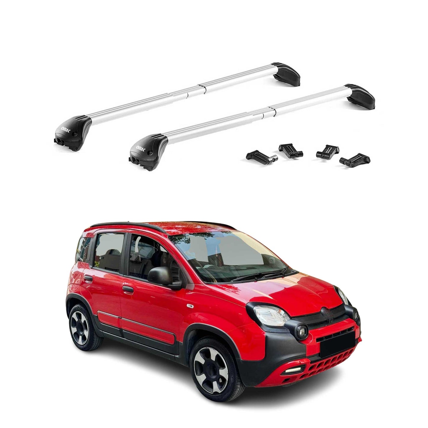 Portbagaj de plafon pentru Fiat Panda III Cross 2014-2025 100kg aluminiu argintiu 2x ABE