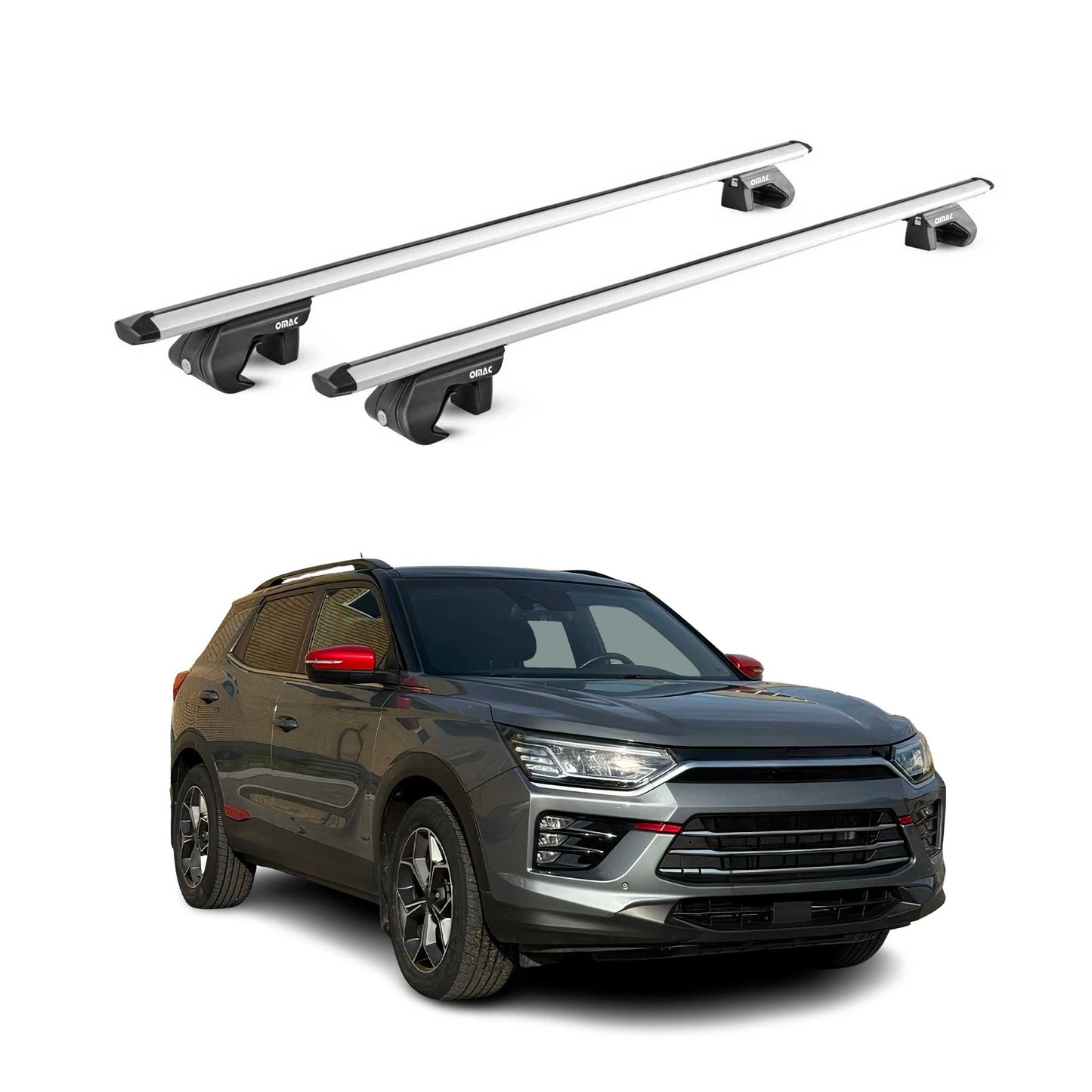 Portbagaj de plafon pentru Ssangyong Korando 2019-2025 5 uși 90 kg gri aluminiu 2x ABE