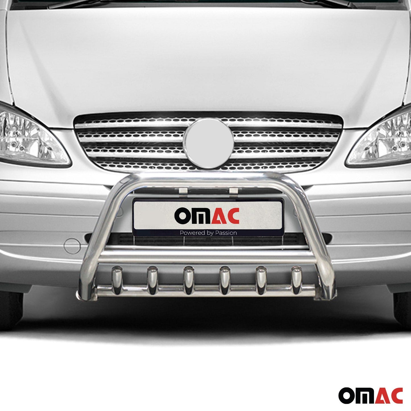Bară de protecție/buton față pentru Mercedes Vito W639 2003-2010, omologată ABE, oțel, argintiu