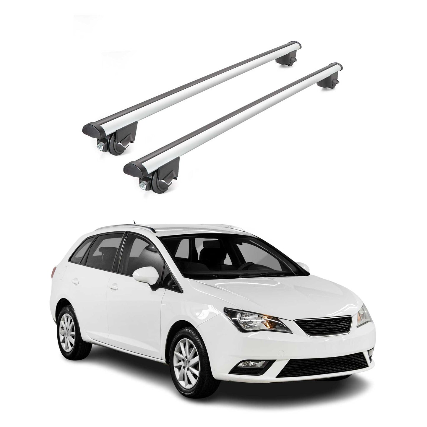 Portbagaj de plafon pentru Seat Ibiza mk4 Estate 2010-2017 100kg Gri aluminiu 2x ABE