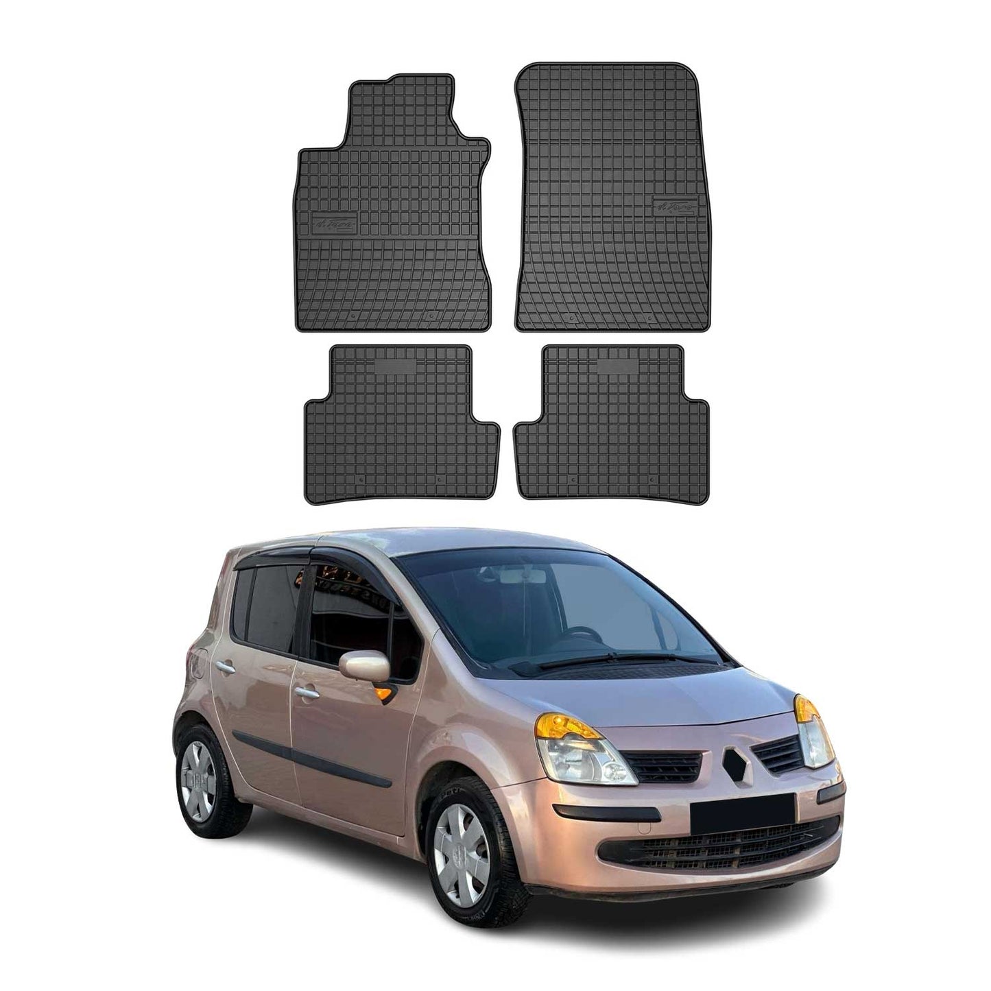 OMAC Gummi Fußmatten für Renault Modus 2004-2012 Automatten Gummi Schwarz 4tlg