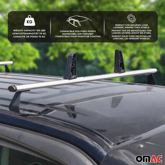 3x Dachträger + Leiterhalter Set für Opel Vivaro 2001-2014 Lastanschläge Silber