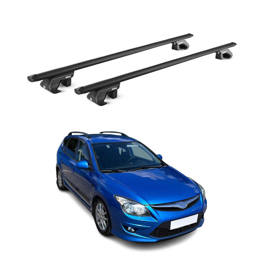 Portbagaj de plafon pentru Hyundai i30 Estate 2007-2012 90kg aluminiu negru 2 piese ABE