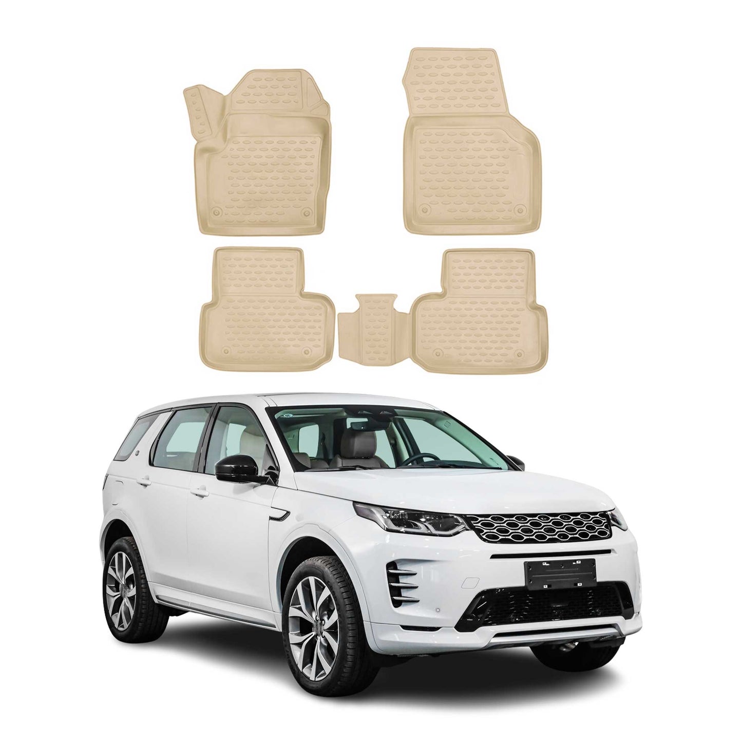 OMAC Gummimatten Fußmatten für Land Rover Discovery Sport 2014-2017 TPE Beige 4x