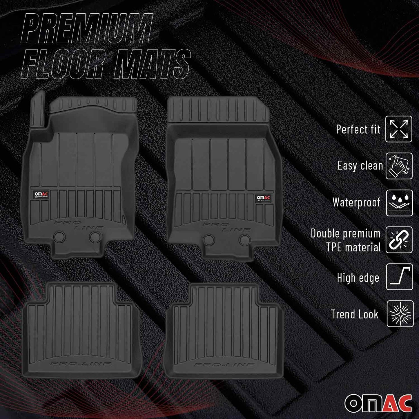 OMAC Gummi Fußmatten für Nissan X-Trail 2013-2021 Premium TPE Automatten 4tlg