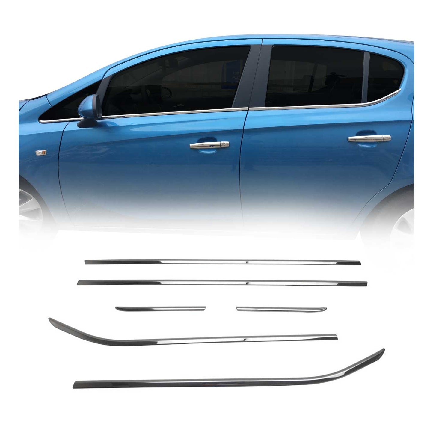 Fensterleisten Zierleisten für Opel Corsa 2015-2019 Edelstahl Chrom 6tlg
