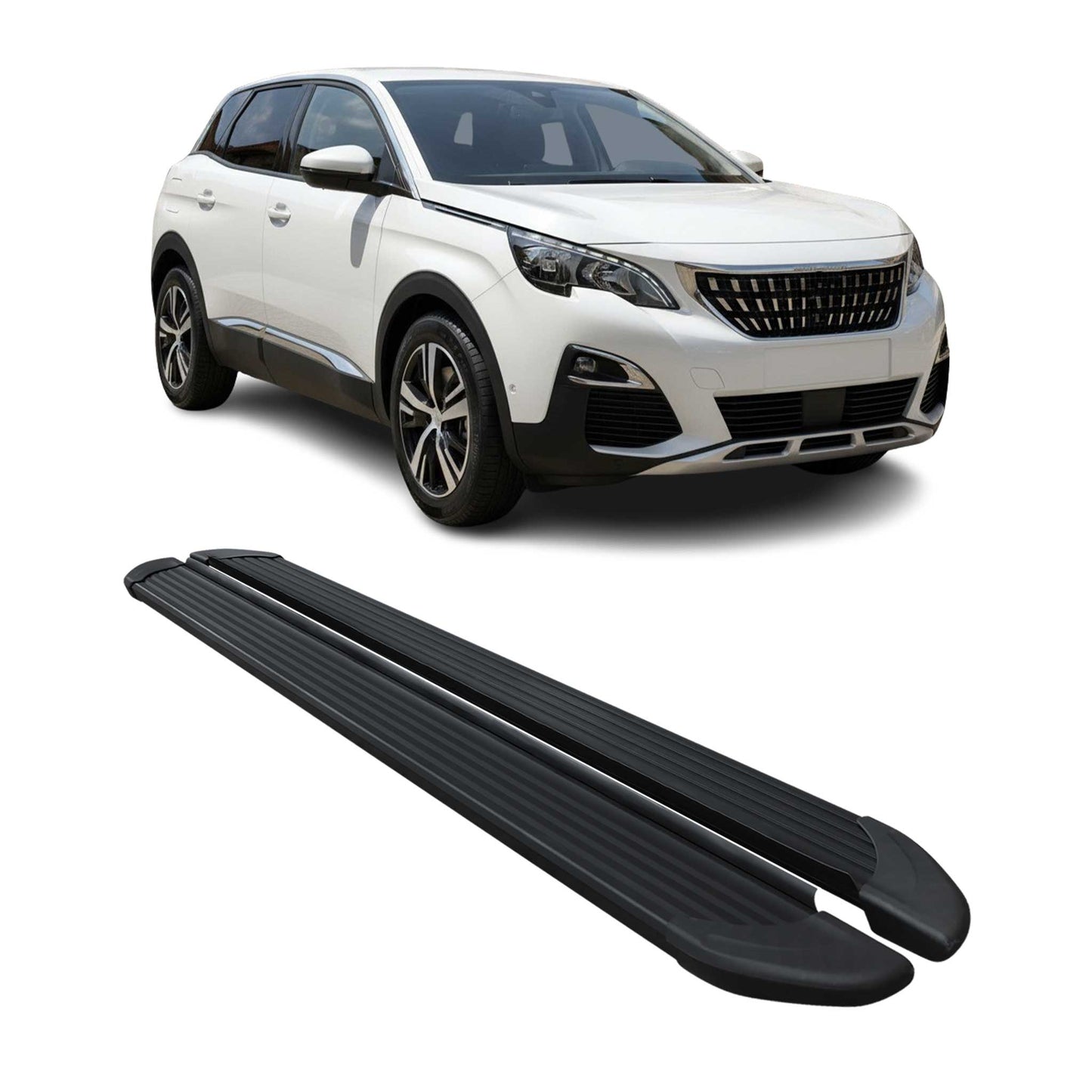 Listwy progowe, progi boczne, do Peugeota 3008 2016-2025, aluminiowe, czarne