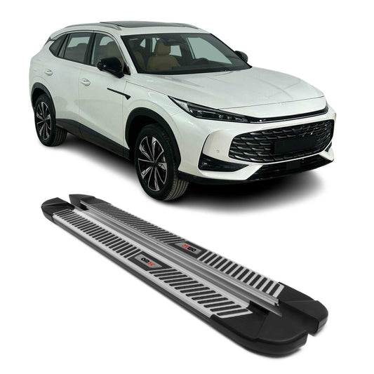 Praguri laterale pentru MG HS II 2024-2025, aluminiu, negru, argintiu