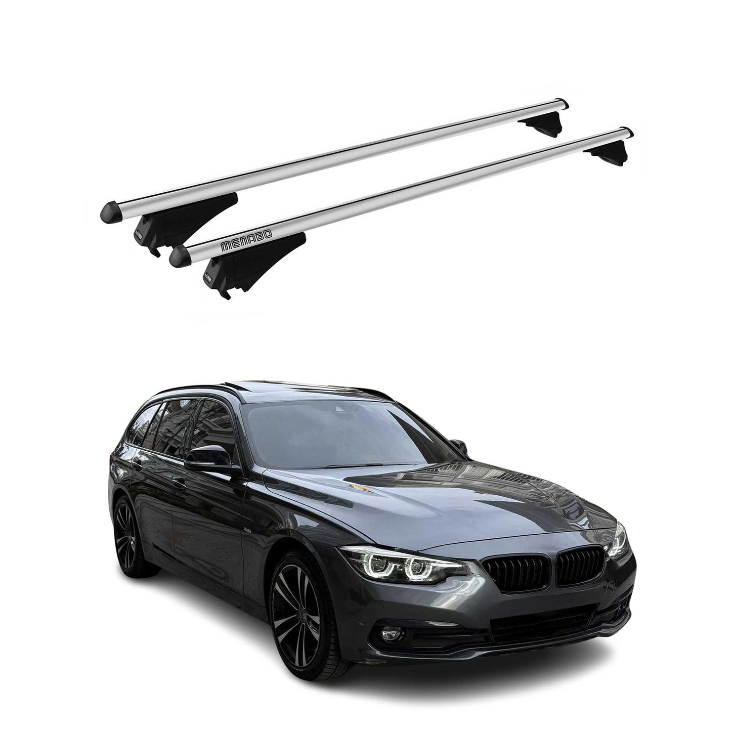 Menabo Dachträger Grundtäger für BMW 3er F31 Touring 2012-2018 75kg Alu Grau 2x