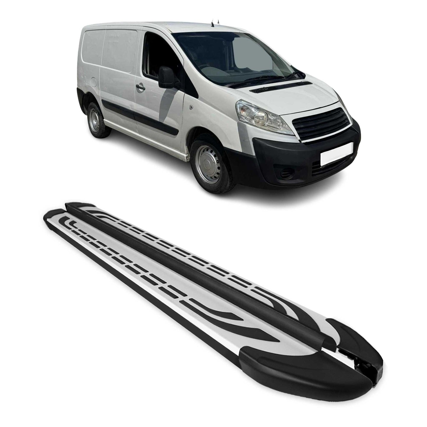 Trittbretter Seitenschweller für Fiat Scudo 2007-2016 L1 Kurzer Alu Schwarz