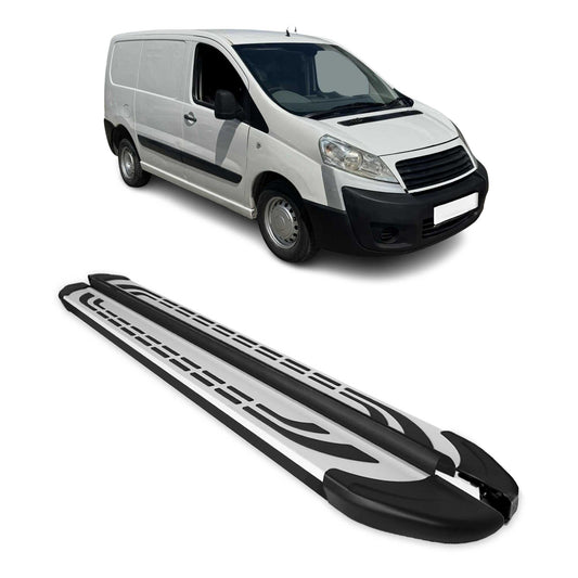 Trittbretter Seitenschweller für Fiat Scudo 2007-2016 L1 Kurzer Alu Schwarz