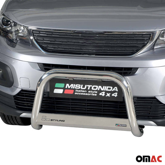 Bară de protecție/buton față pentru Peugeot Rifter 2018-2021 ø63mm oțel argintiu