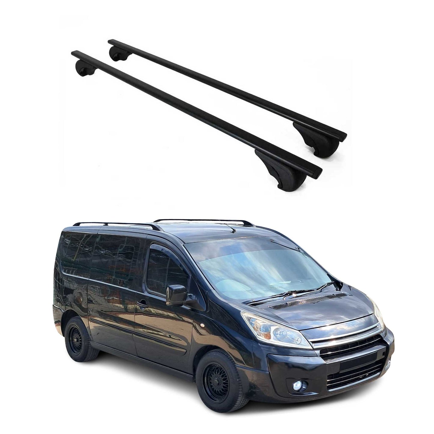 Dachträger Grundtäger für Citroen Jumpy 2007-2025 75kg Metall Schwarz 2 tlg
