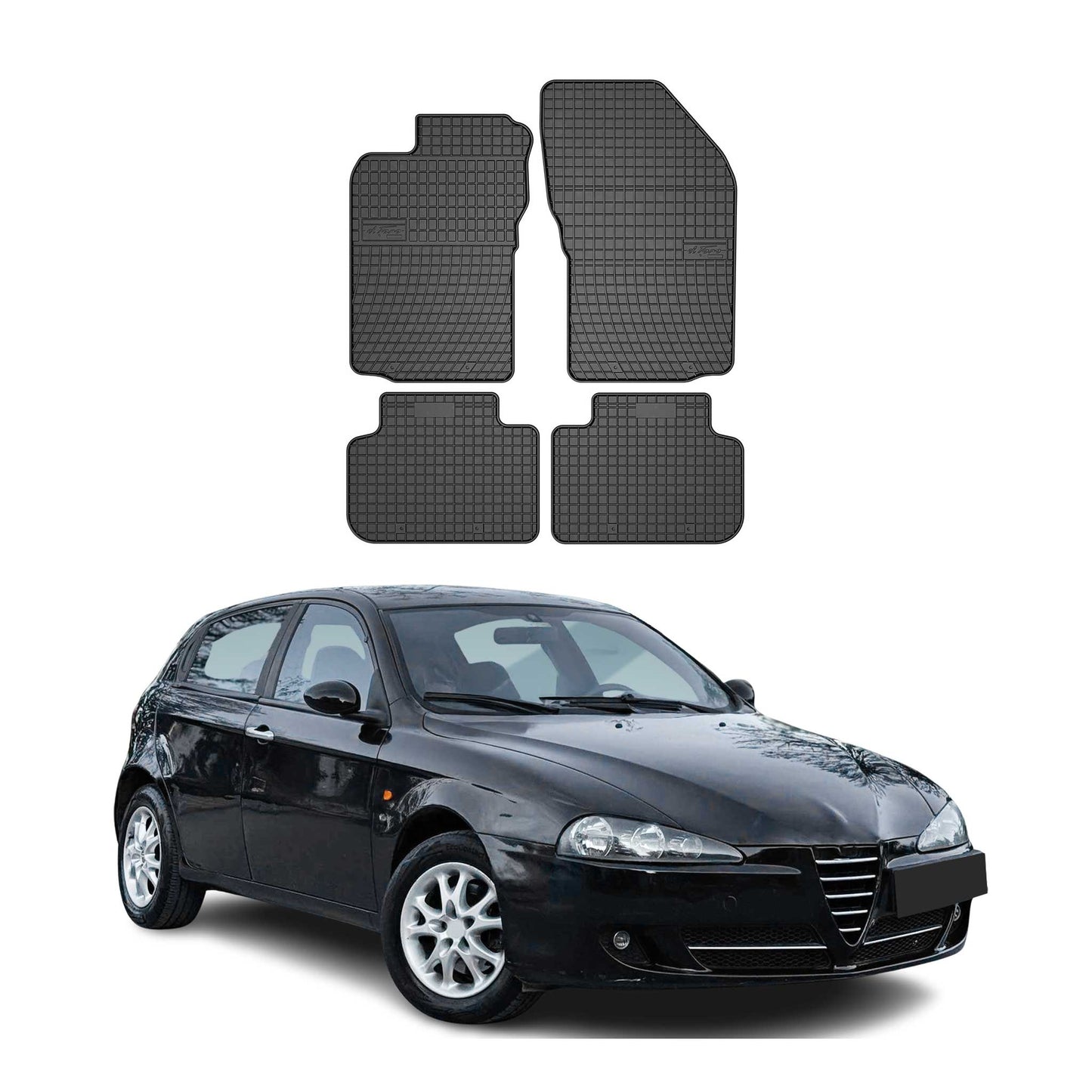 Dywaniki gumowe czarne 4 szt. do Alfa Romeo 147 156 z lat 2000-2010