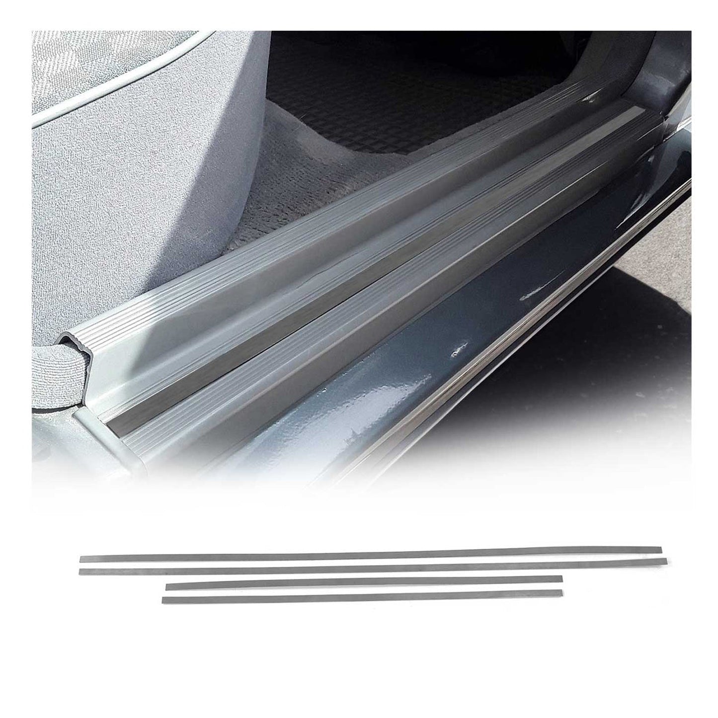 Ornamente prag ușă pentru Mercedes W201 1982-1993, crom periat, 4x