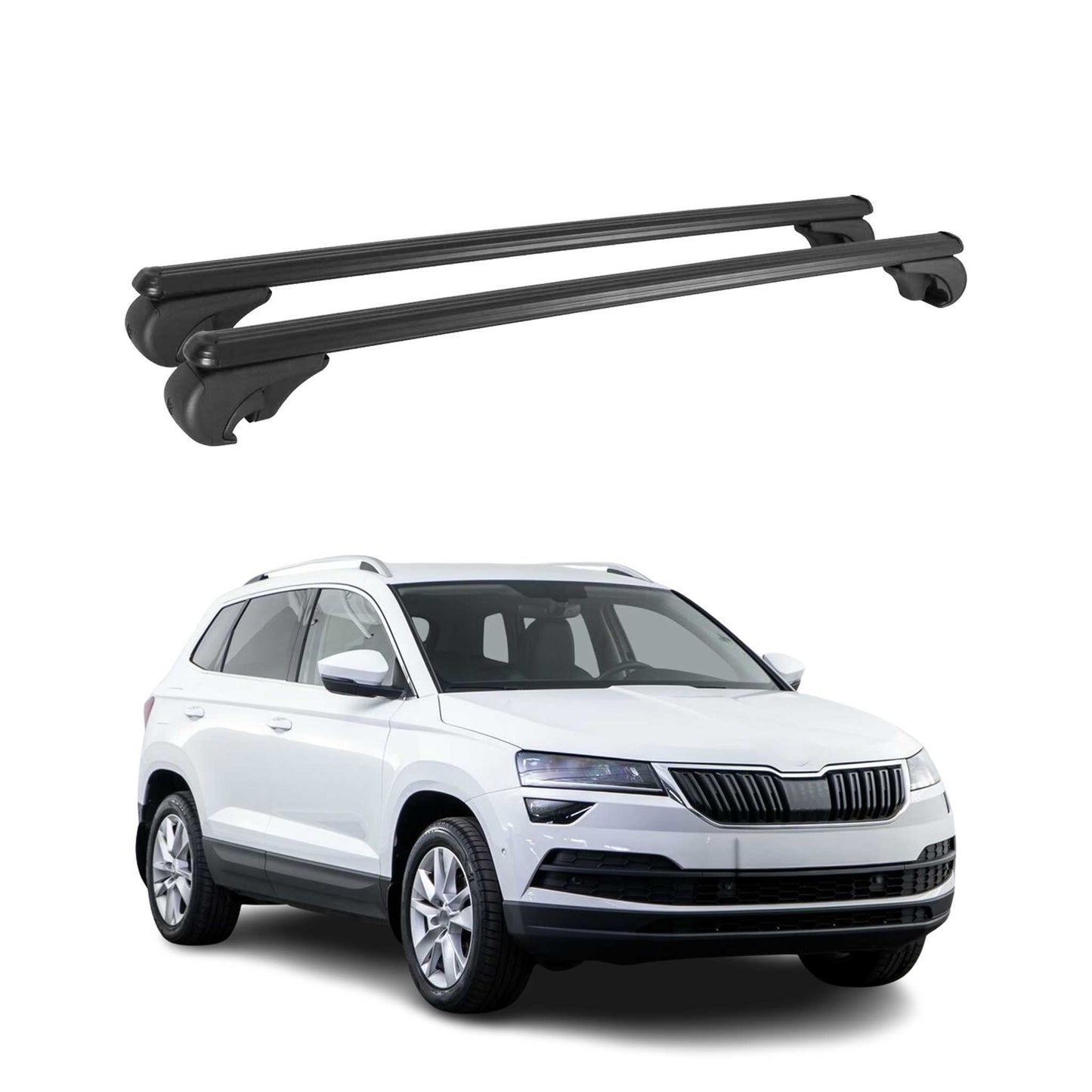 Portbagaj de plafon pentru Skoda Karoq 2017-2025 75kg aluminiu negru 2 buc