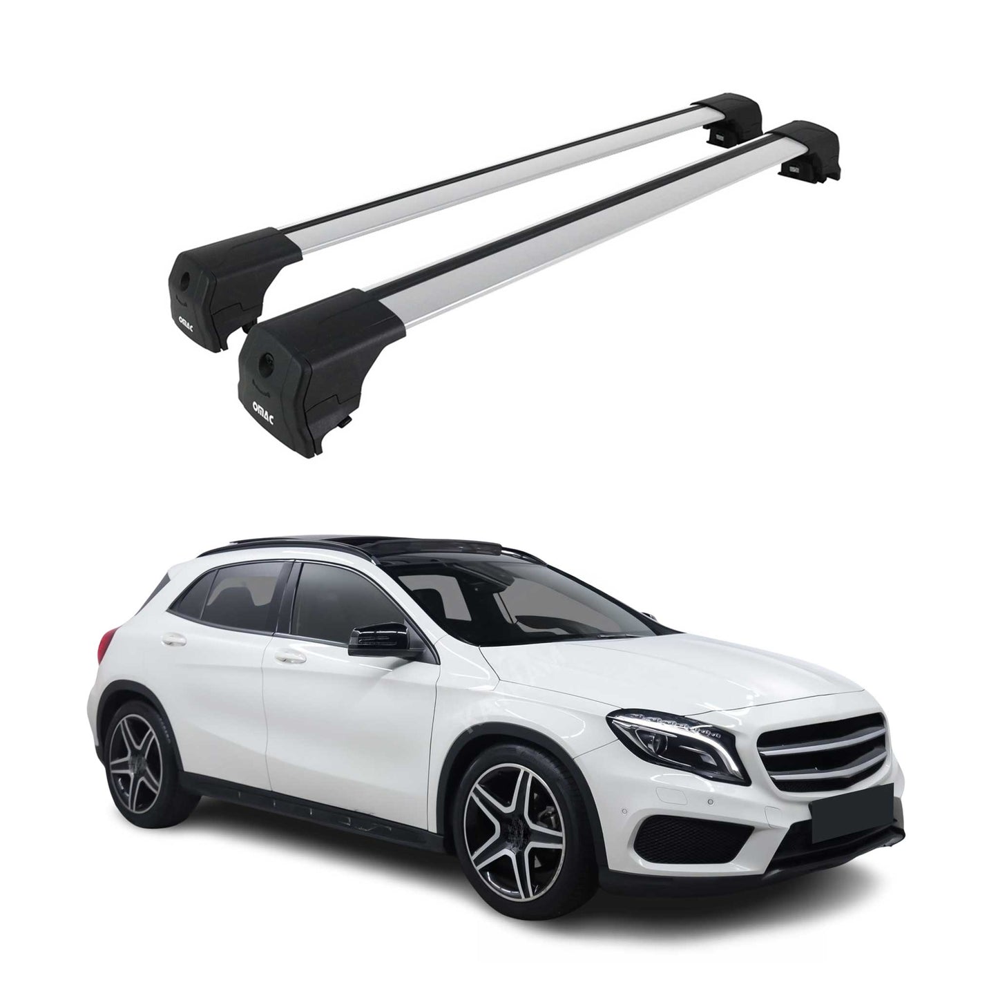 Dachträger Grundtäger für Mercedes GLA X156 2014-2020 75kg Alu Silber 2 tlg