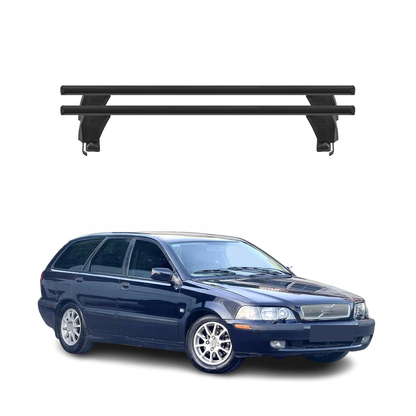 Menabo Dachträger Grundtäger für Volvo V40 1995-2012 50kg Alu Schwarz 2 tlg
