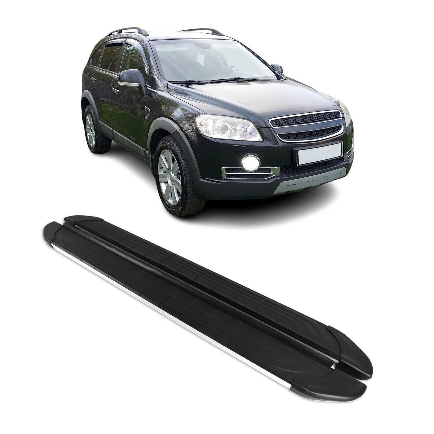 Trittbretter Seitenbretter für Chevrolet Captiva C100 C180 2006-2017 Schwarz Alu