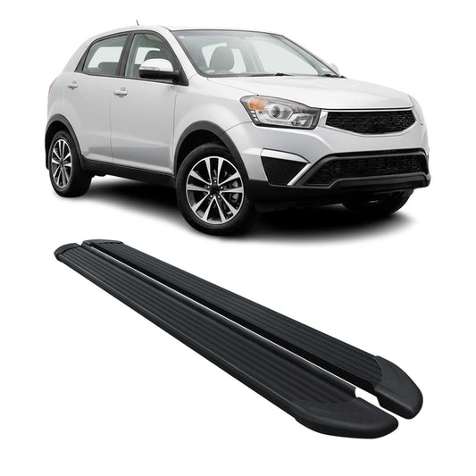 Trittbretter Seitenschweller für Ssangyong Korando C 2011-2020 Alu Schwarz 2tlg