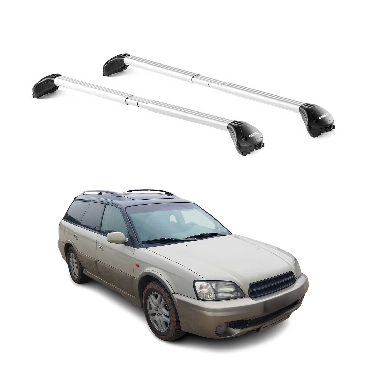 Portbagaj de plafon pentru Subaru Outback mk2 1999-2003 5 uși 100kg aluminiu ABE argintiu