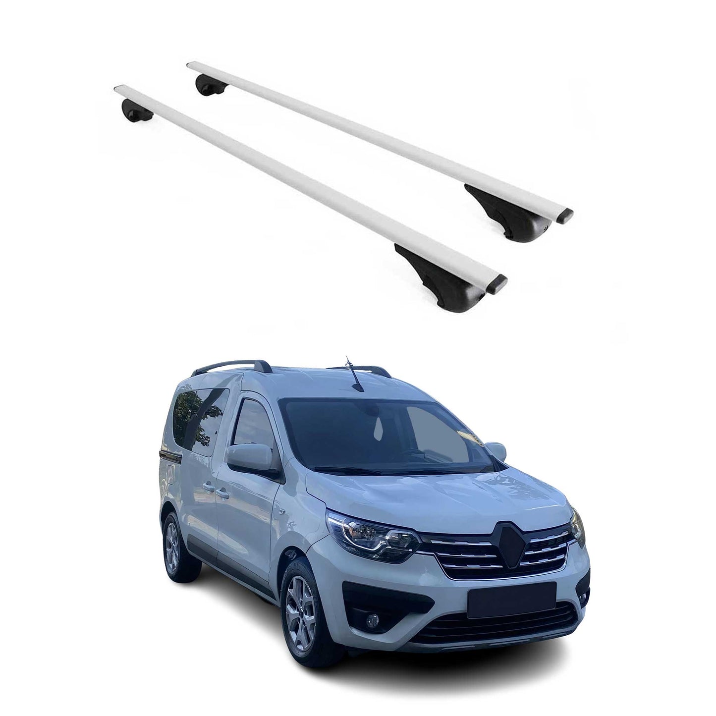 Portbagaj de plafon pentru Renault Express 2021-2025 75kg metal argintiu 2 buc