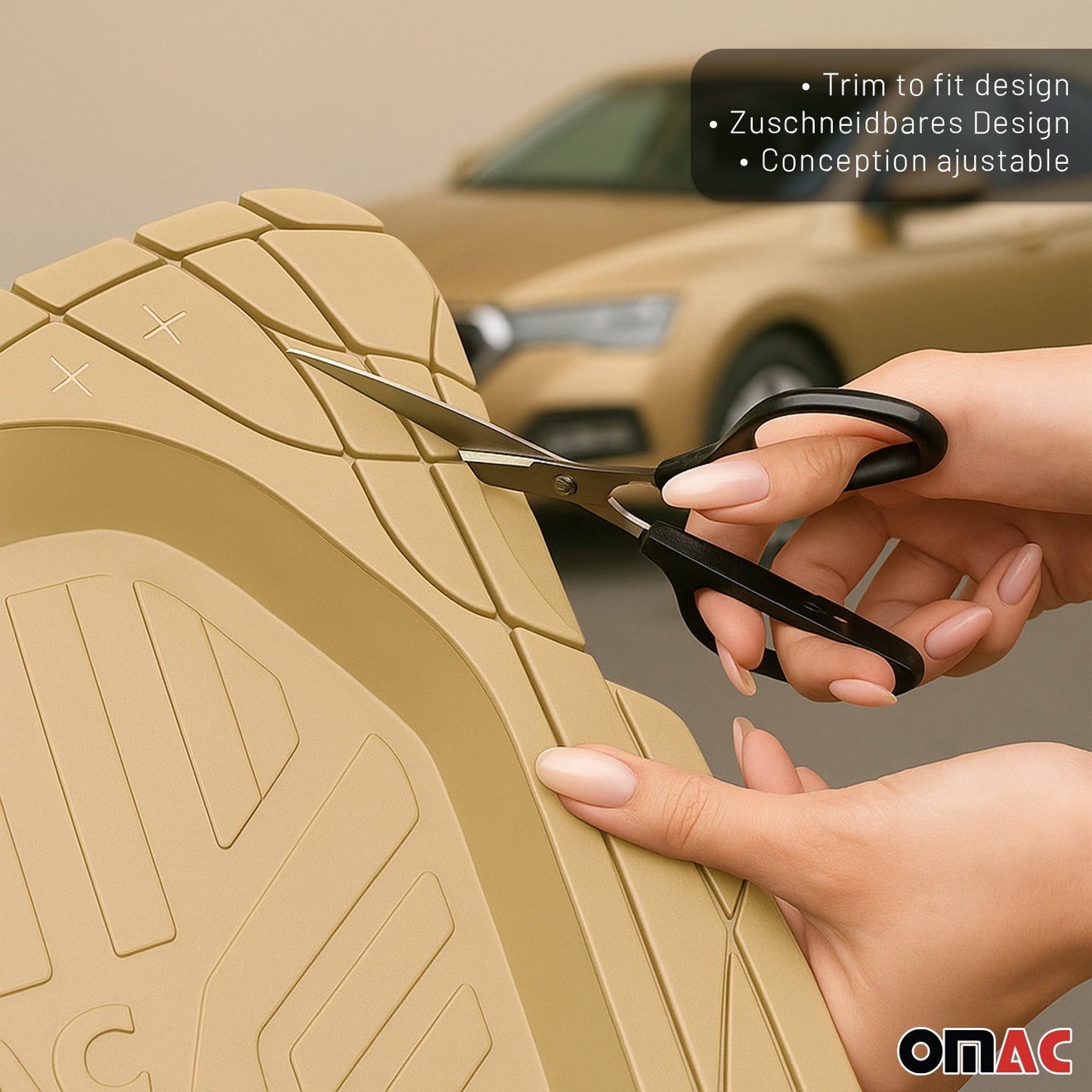 Fußmatten Automatten für Skoda Fabia 3D Passform Hoher Rand Gummimatten Beige