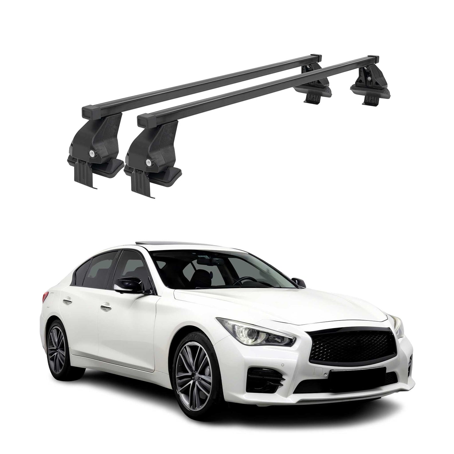 Menabo Dachträger Grundtäger für Infiniti Q50 2013-2023 50kg Stahl Schwarz 2 tlg