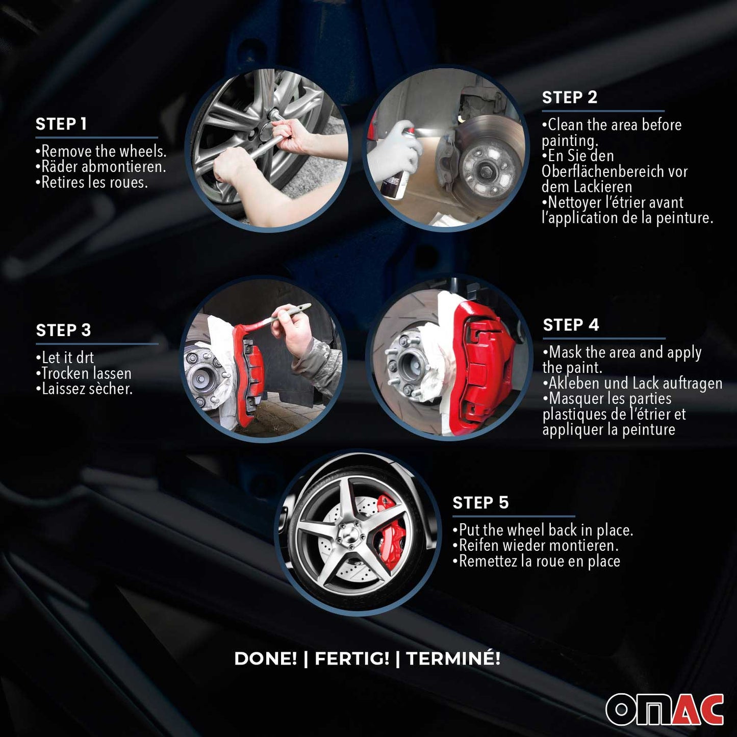 OMAC Bremssattellack Bremssattelfarbe Hawaii Blau Auto Lack Set Tuning