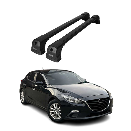 Dachträger Grundtäger für Mazda 3 BM Stufenheck 2013-2019 75kg Alu Schwarz 2 tlg