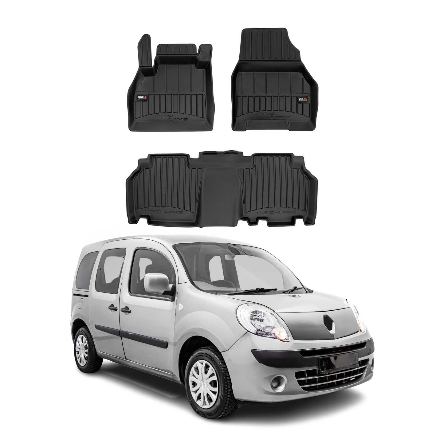 Covorașe auto Renault Kangoo 2007-2021, TPE, negre, 3 buc.