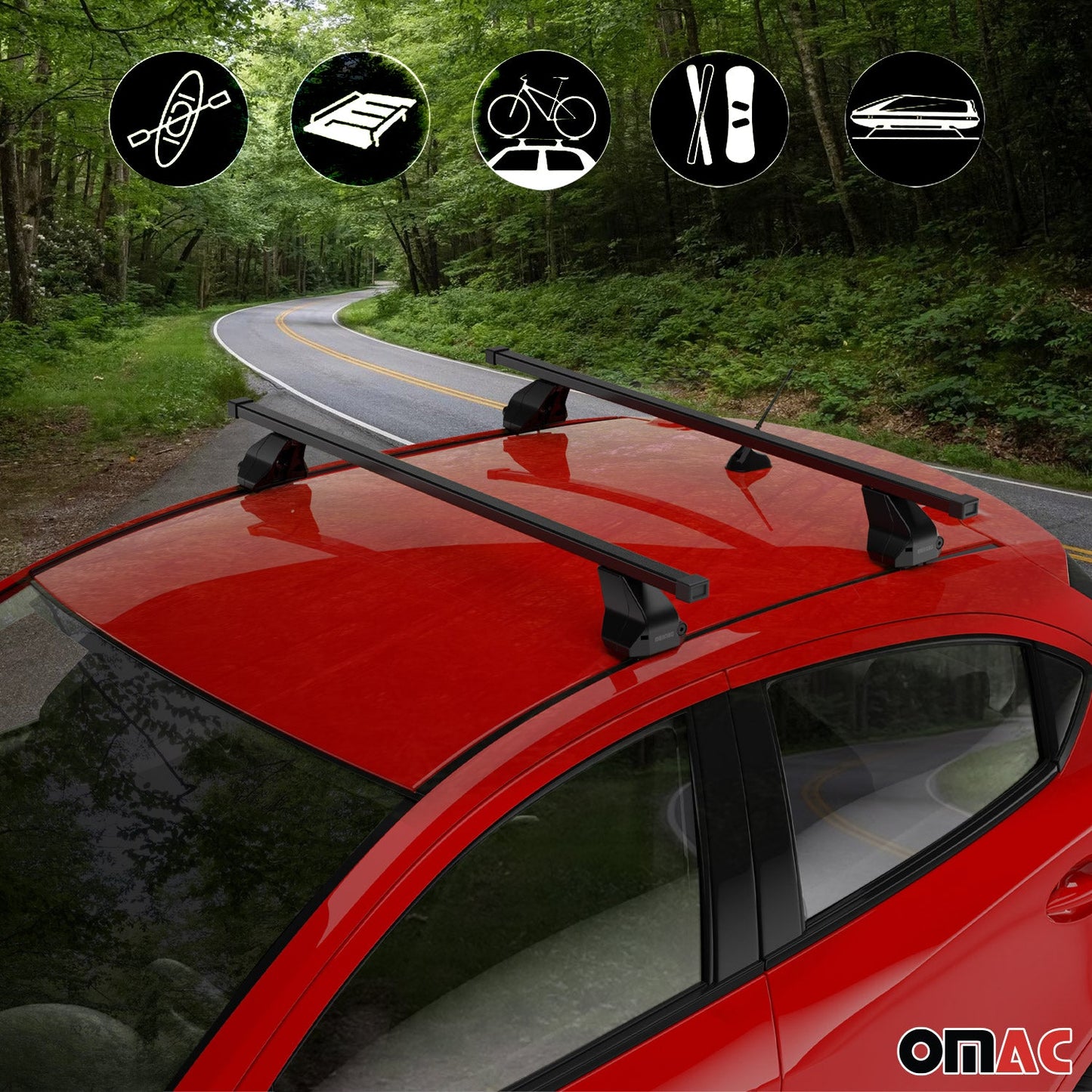 Menabo Dachträger Grundtäger für Citroen C6 2005-2012 75kg Stahl Schwarz 2 tlg