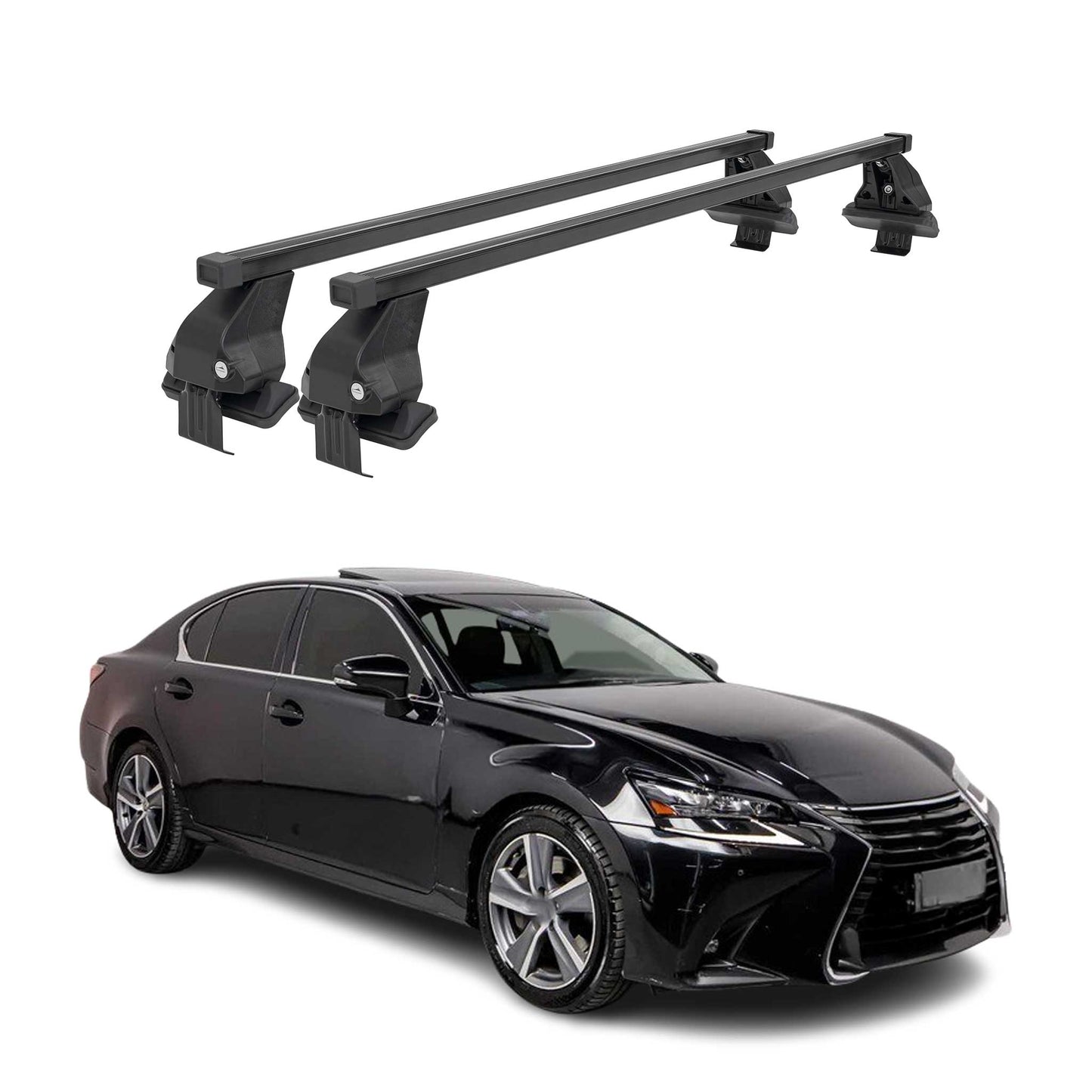 Menabo Dachträger Grundtäger für Lexus GS L10 2011-2020 50kg Stahl Schwarz 2 tlg
