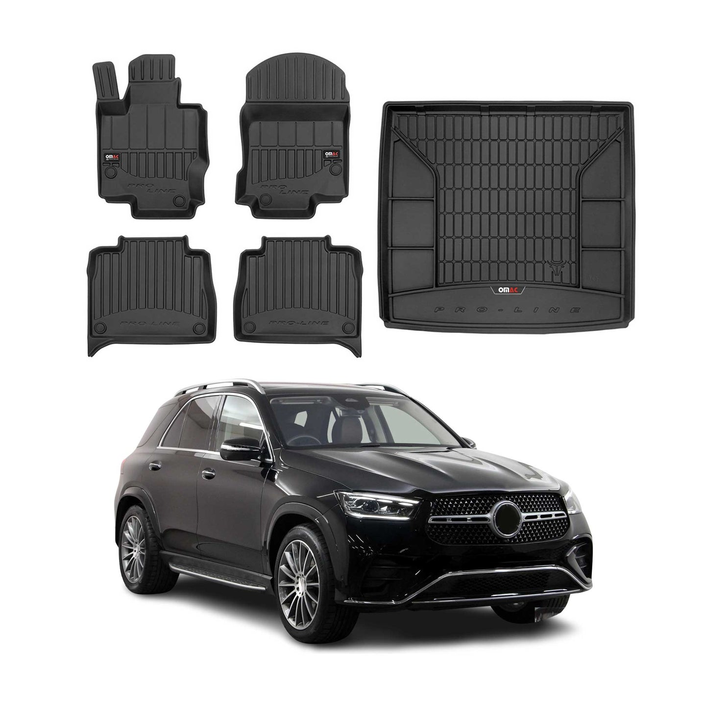 OMAC Fußmatten & Kofferraumwanne Set für Mercedes GLE V167 2019-2025 Gummi 5x