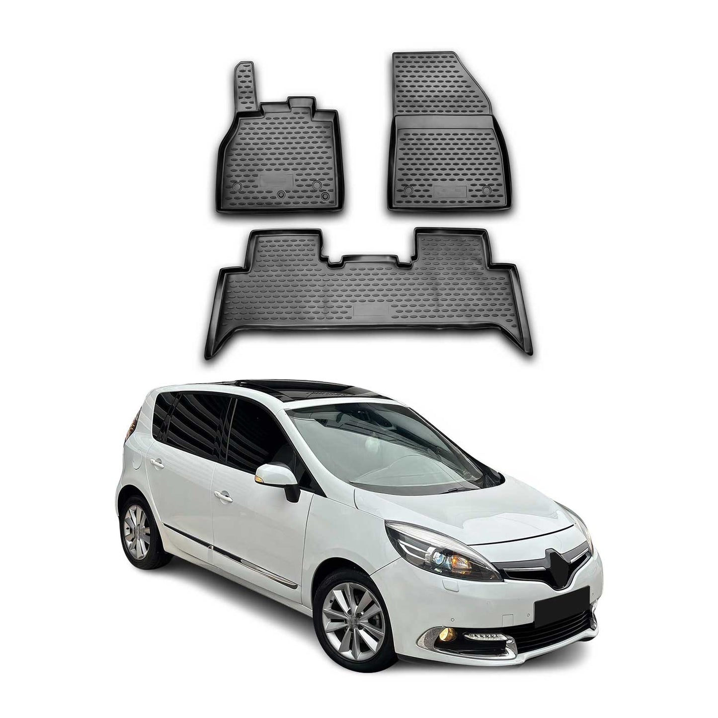 2009-2016 Renault Scenic Fußmatten TPE Schwarz 3 tlg