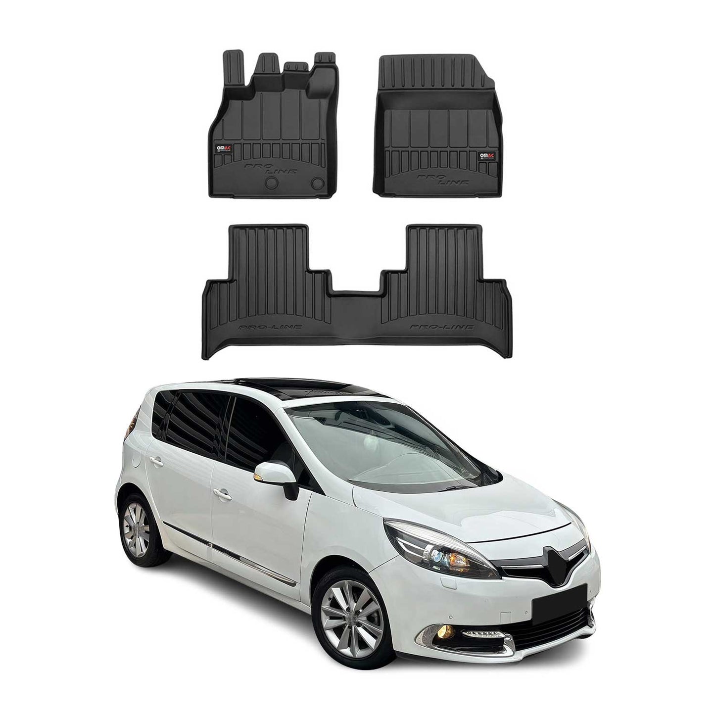 2009-2016 Renault Grand Scenic JZ Fußmatten TPE Schwarz 3 tlg