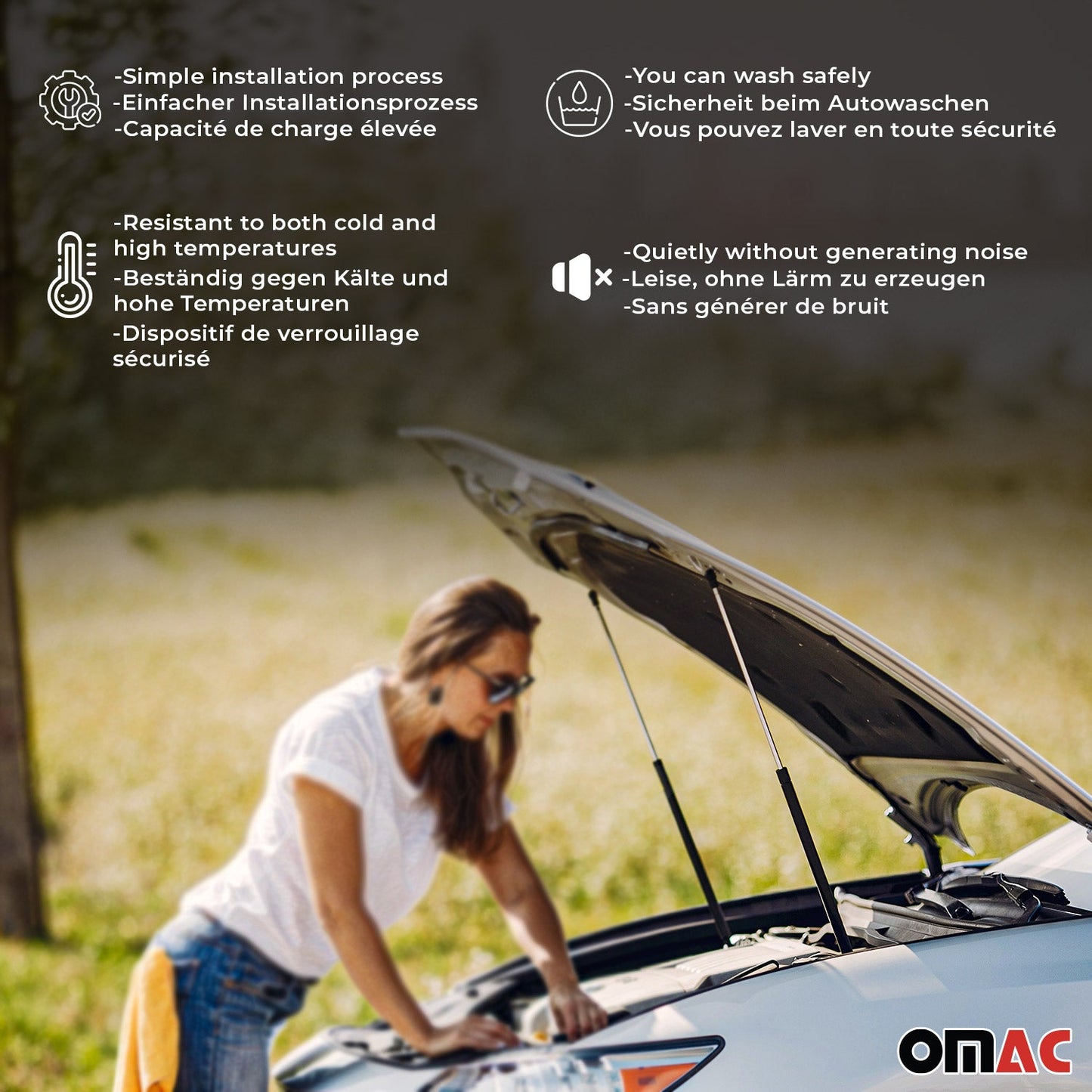 2x Amortizoare capotă arcuri cu gaz pentru VW Passat 2005-2021 oțel