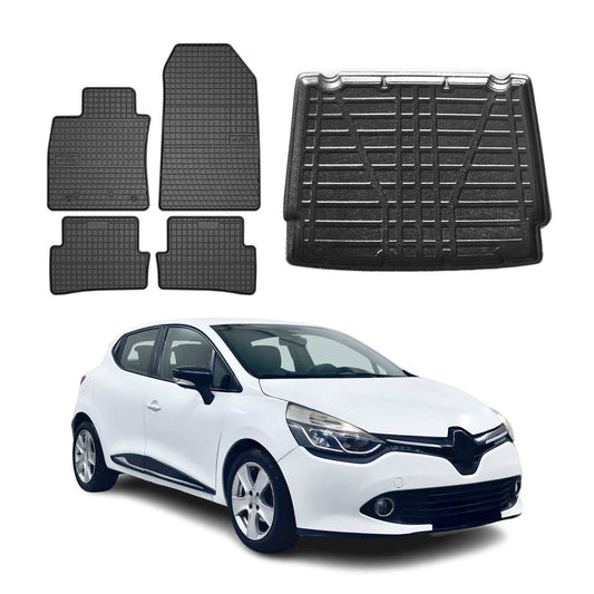 Fußmatten & Kofferraumwanne Set für Renault Clio Kombi 2012-2018 Obere Gummi 5x