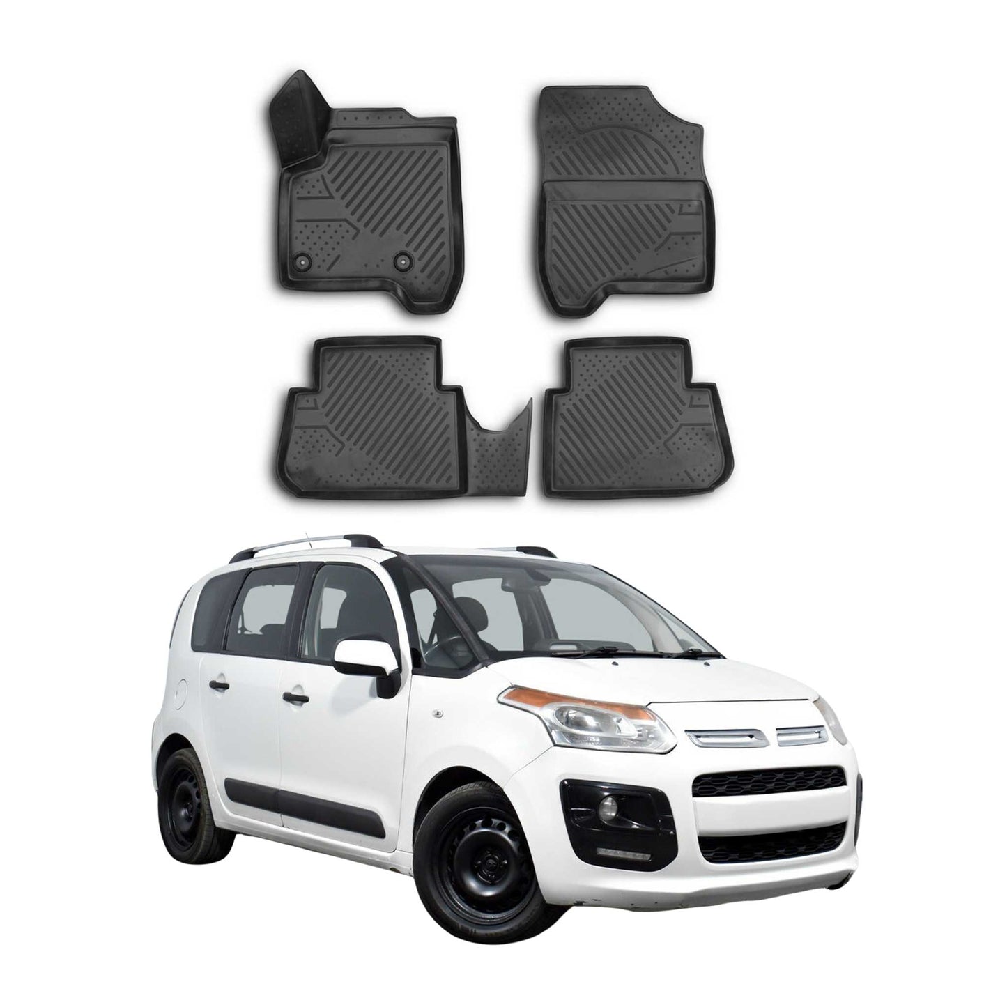 2009-2016 Citroen C3 Picasso Fußmatten TPE Schwarz 4 tlg