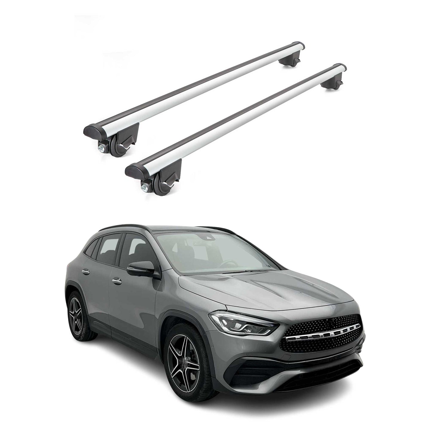 Dachträger Grundtäger für Mercedes GLA H247 2020-2025 100kg Alu Silber 2tlg ABE