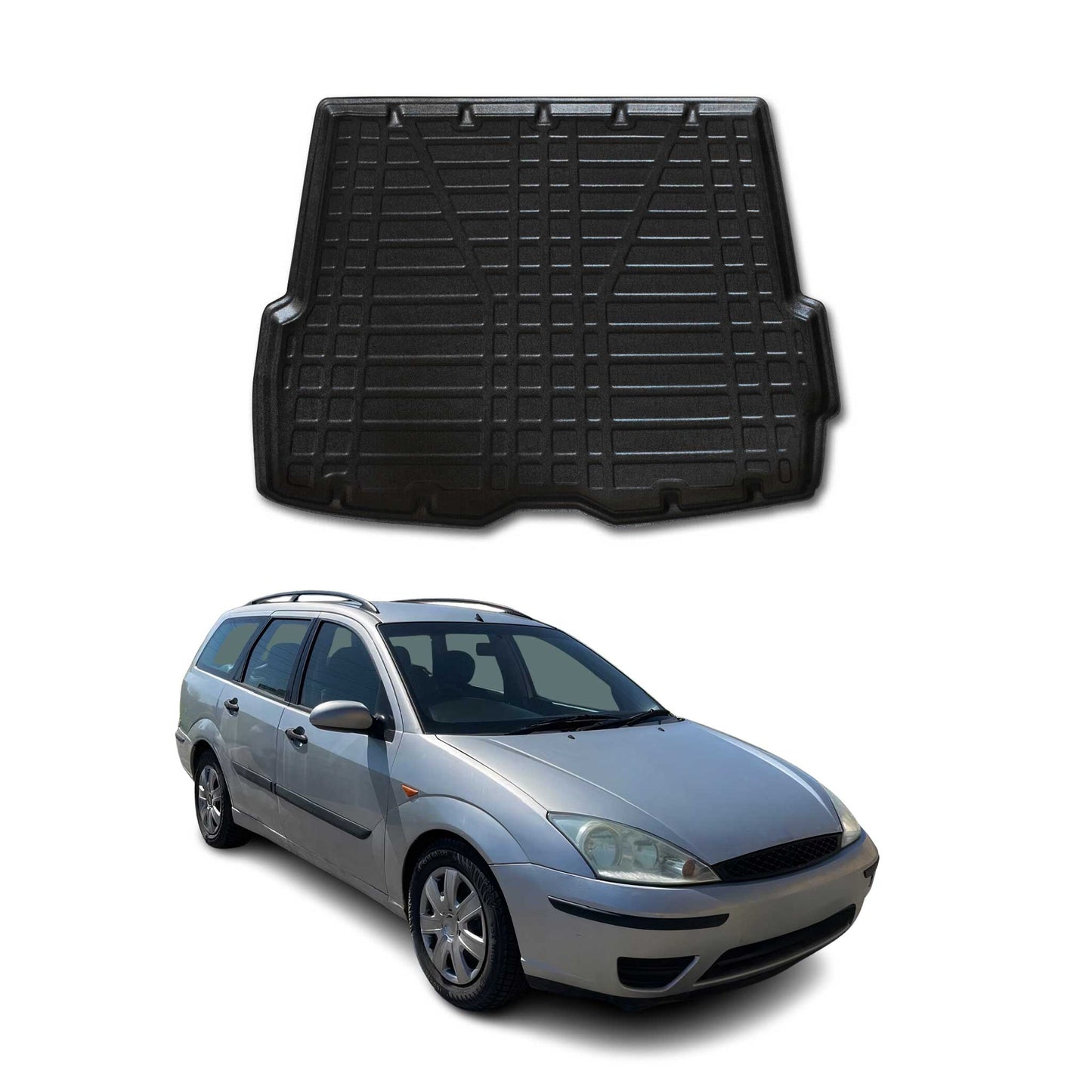 Kofferraumwanne Laderaumwanne für Ford Focus mk1 1998-2004 Turnier Gummi Schwarz