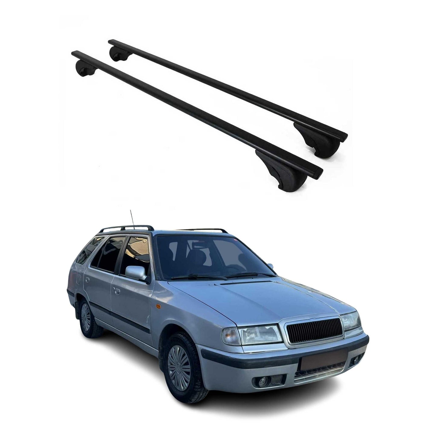 Portbagaj de plafon pentru Skoda Felicia Estate 1995-2001 75kg metal negru 2x