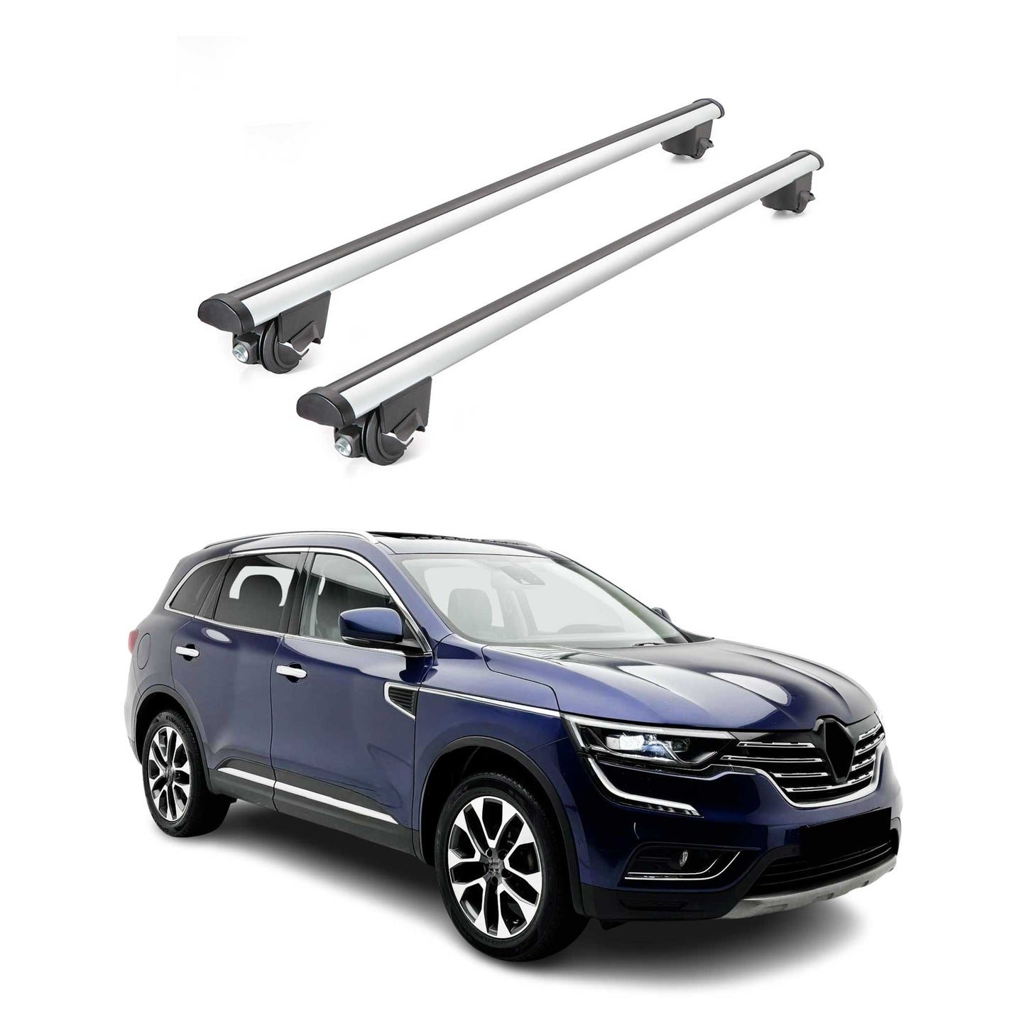 Portbagaj de plafon pentru Renault Koleos mk2 2016-2025 100kg gri aluminiu 2x ABE
