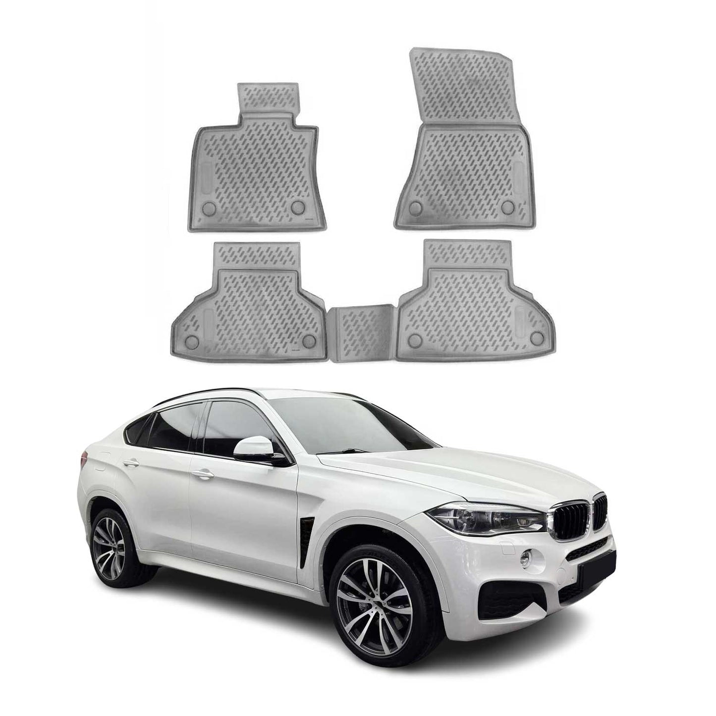 Covorașe auto TPE gri pentru BMW X6 F16 F86 2014-2019, 4 buc.