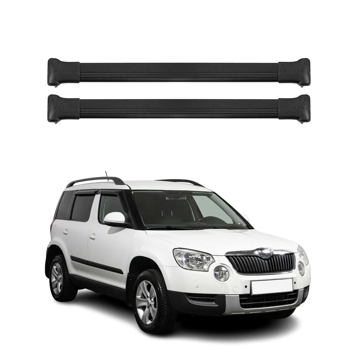 Portbagaj de plafon pentru Skoda Yeti 2009-2017 75kg aluminiu negru 2 buc