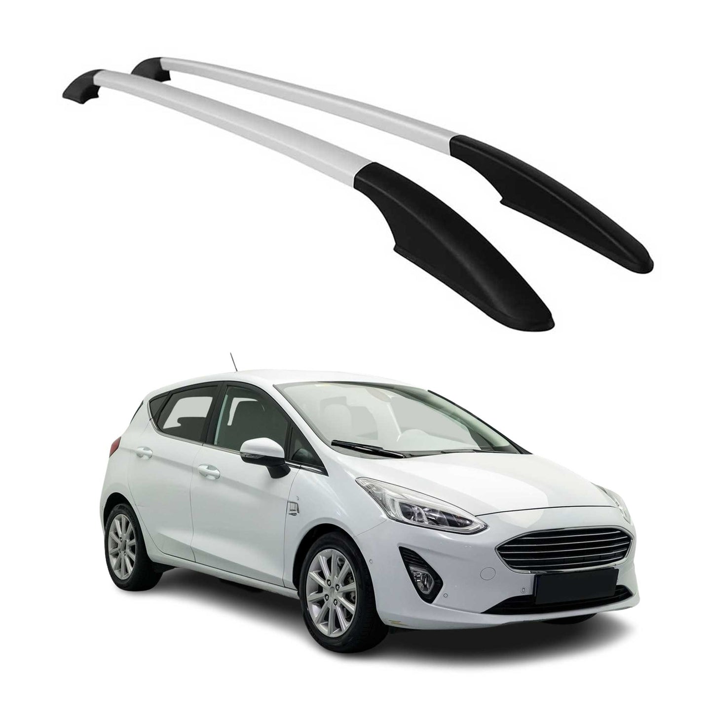 Aluminium Dachreling Relingträger für Ford Fiesta 2017-2021 Silber 2x