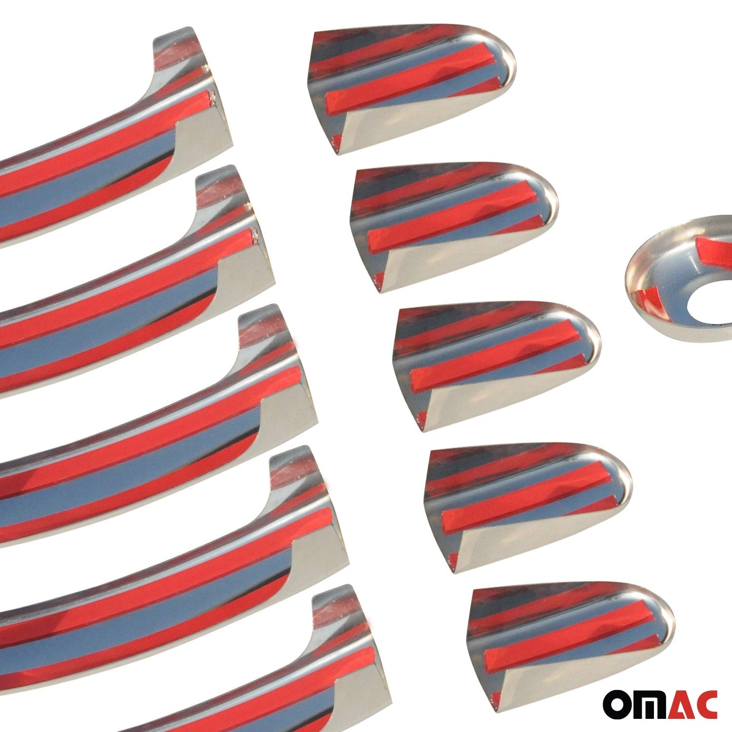 Nakładki na klamki drzwi, zaślepki na klamki drzwi do Forda Transita 2014-2025 5-drzwiowego, stal nierdzewna, 11x